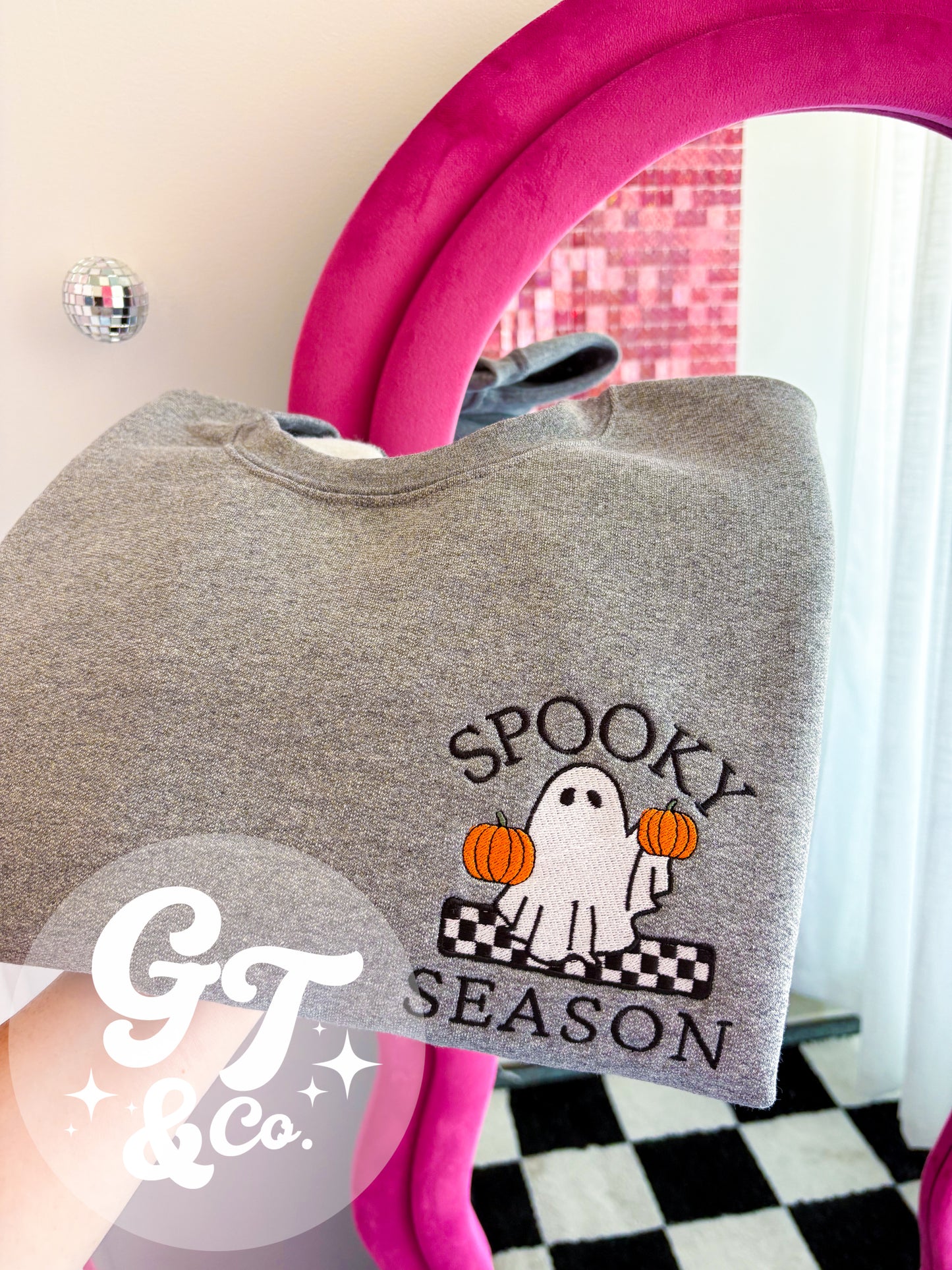 Spooky Season Embroidered Ghost Crewneck