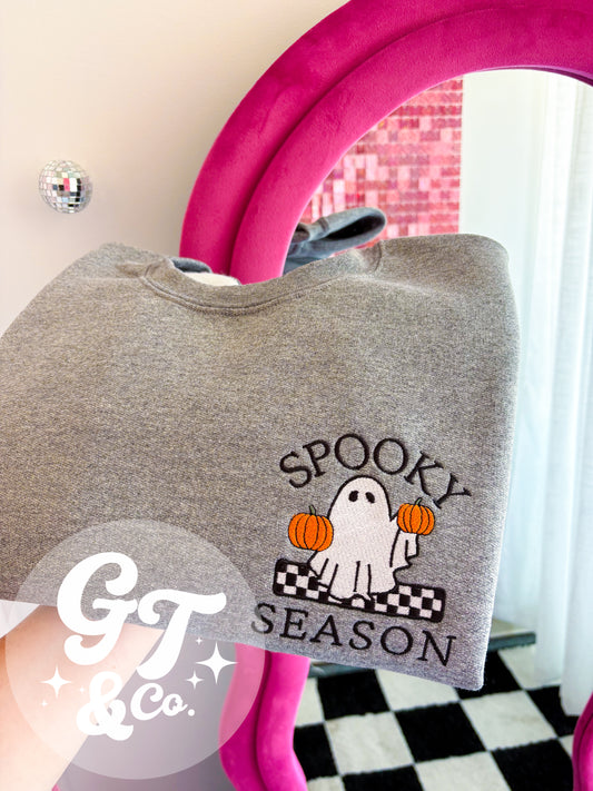 Spooky Season Embroidered Ghost Crewneck