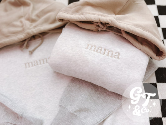 mama Embroidered Cropped Hoodie *READY TO SHIP*