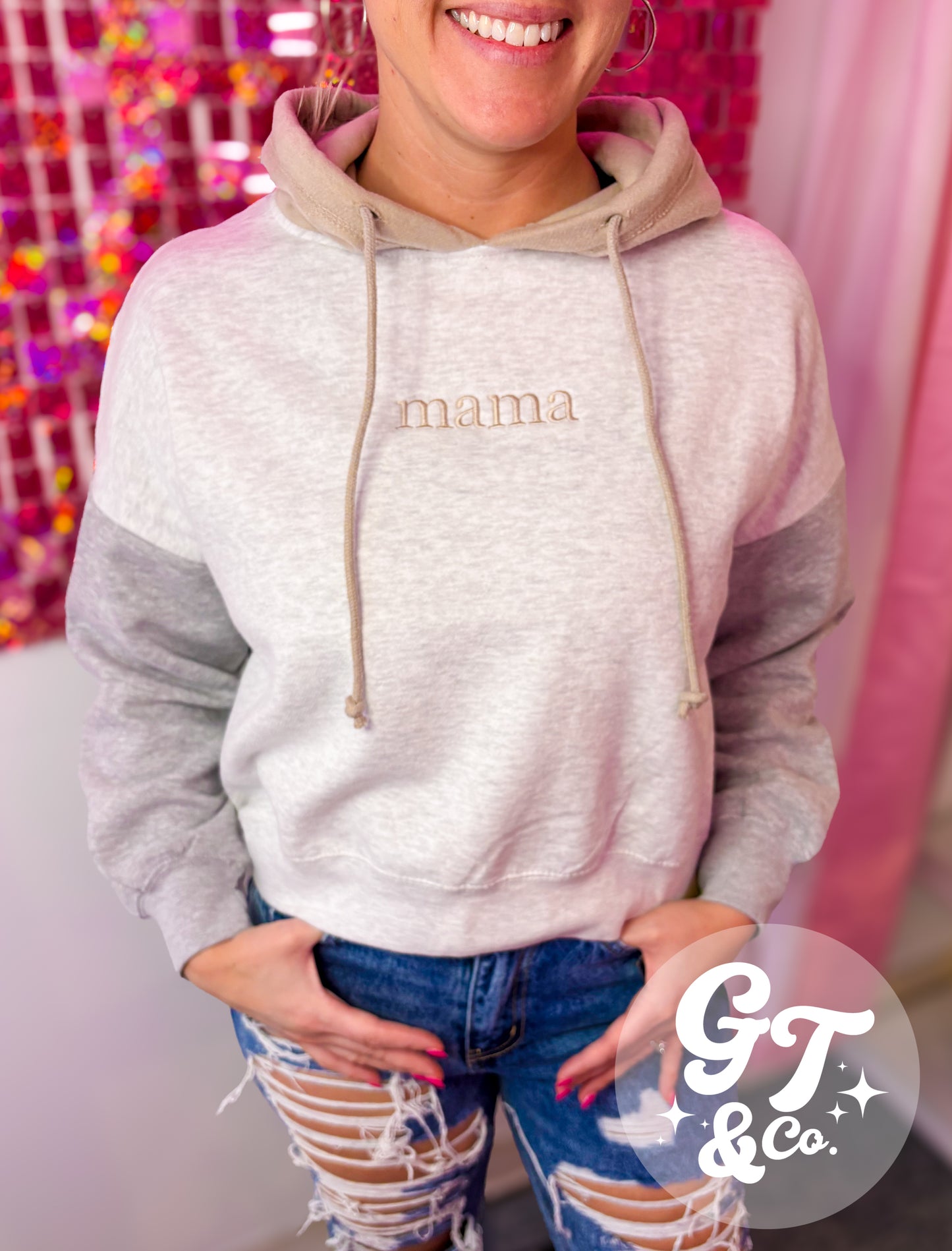 mama Embroidered Cropped Hoodie *READY TO SHIP*