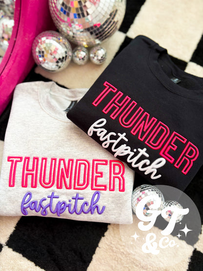 Thunder Embroidered 3D Puff Crewneck