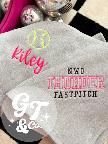 Thunder Fastpitch Custom Embroidered Blanket