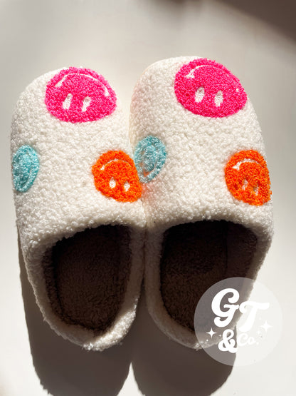 Neon Happy Face Slippers