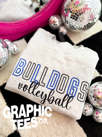 Polka Dot Bulldog Volleyball Embroidered Crewneck