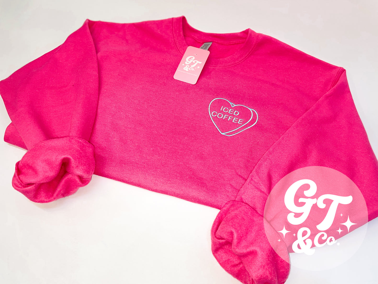 Iced Coffee Candy Heart Embroidered Crewneck