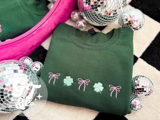 Coquette Shamrock Embroidered Crewneck