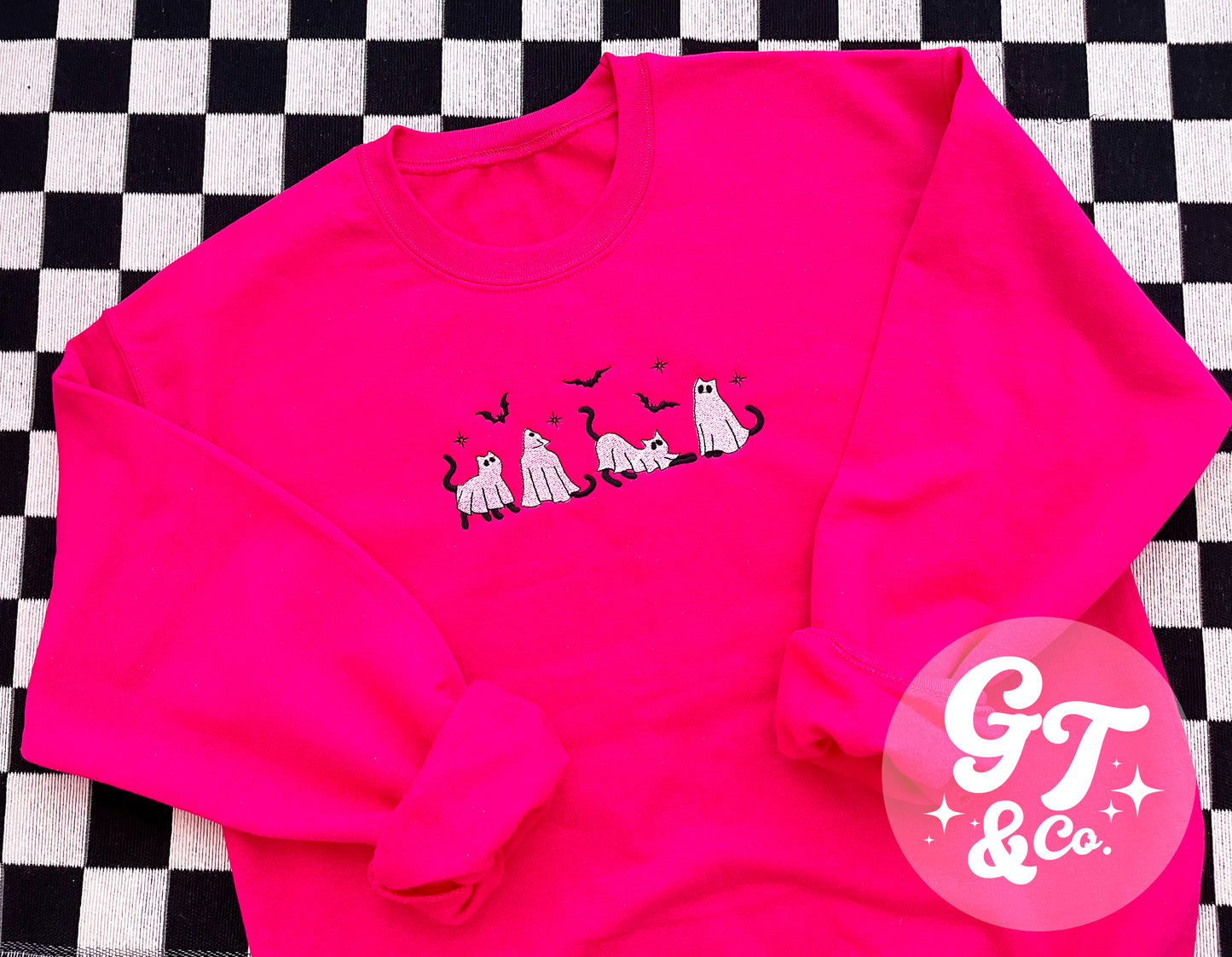 Ghost Kitty Embroidered Crewneck *MADE TO ORDER*