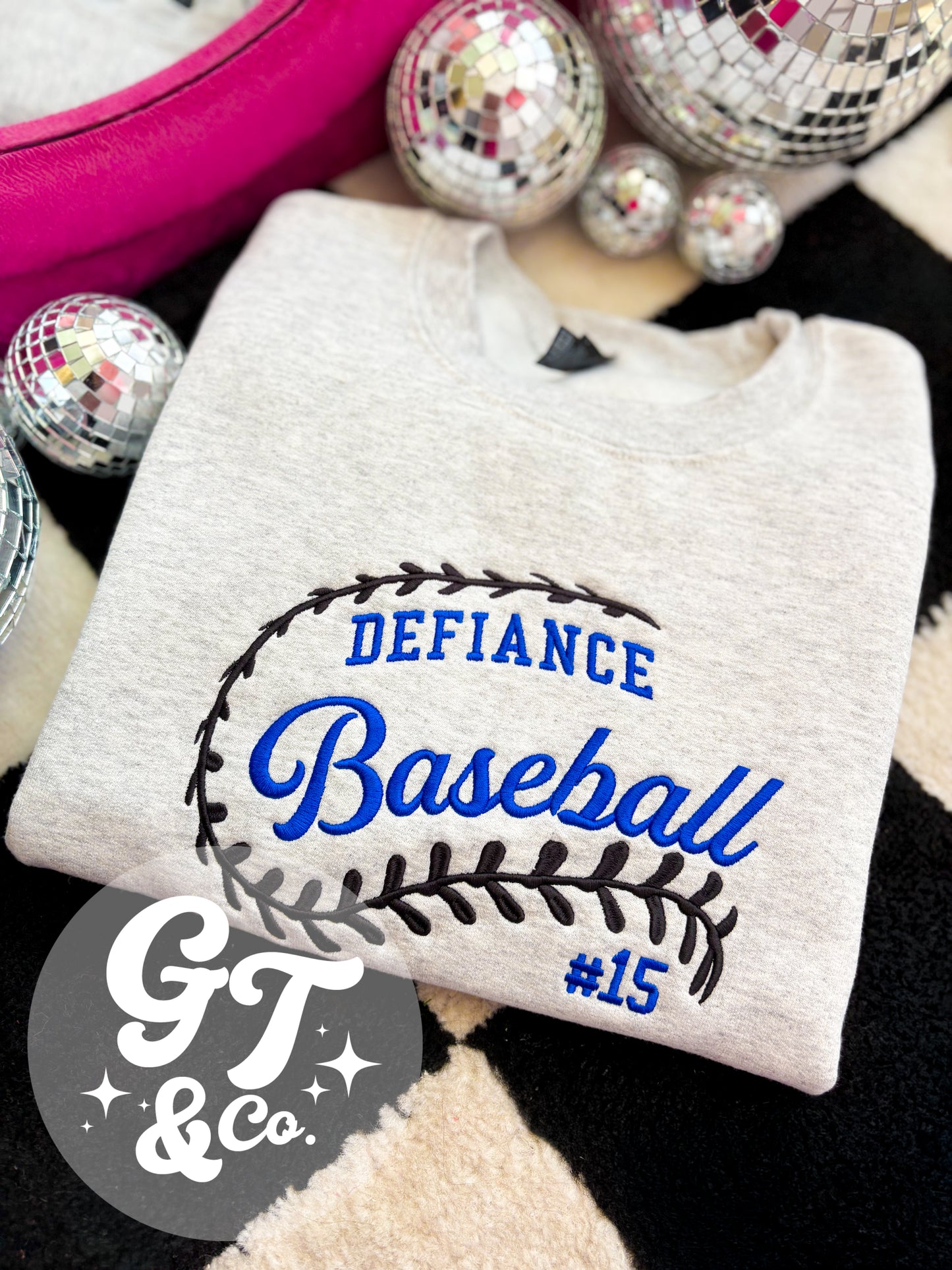CUSTOM Baseball + Softball Embroidered Crew/Tee