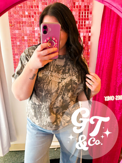 Play Something Country Embroidered Camo Tee