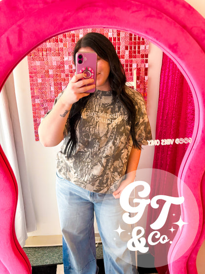 Play Something Country Embroidered Camo Tee