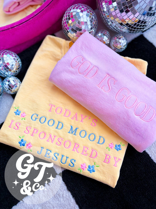 Sponsored By Jesus Embroidered Tee