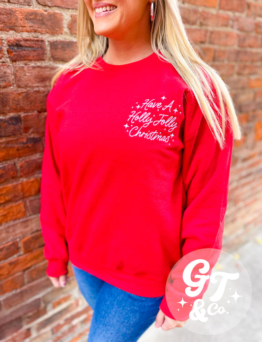 Holly Jolly Embroidered Crewneck *MADE TO ORDER*