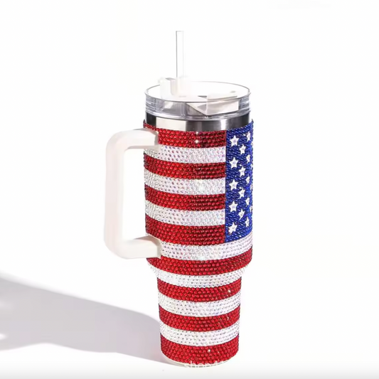 40oz Flag Rhinestone Tumbler