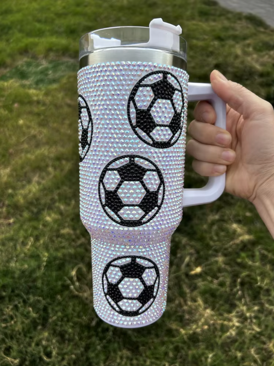 40oz Soccer Rhinestone Tumbler