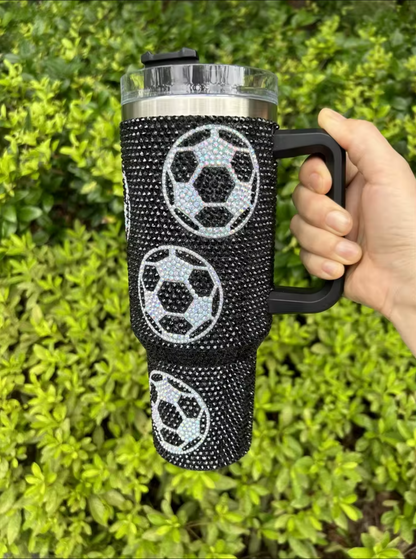 40oz Soccer Rhinestone Tumbler