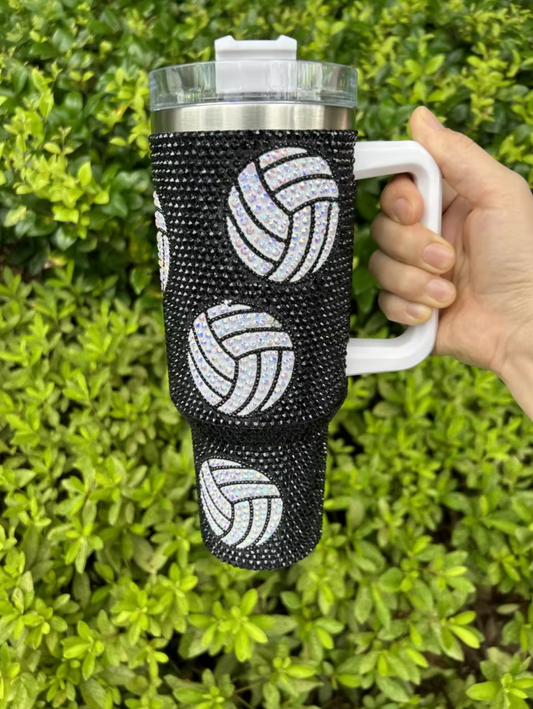 40oz Volleyball Rhinestone Tumbler