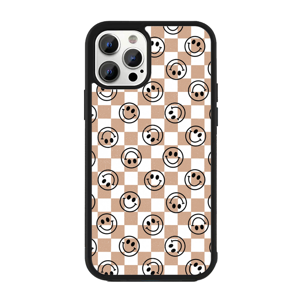 Checkered Happy iPhone Case