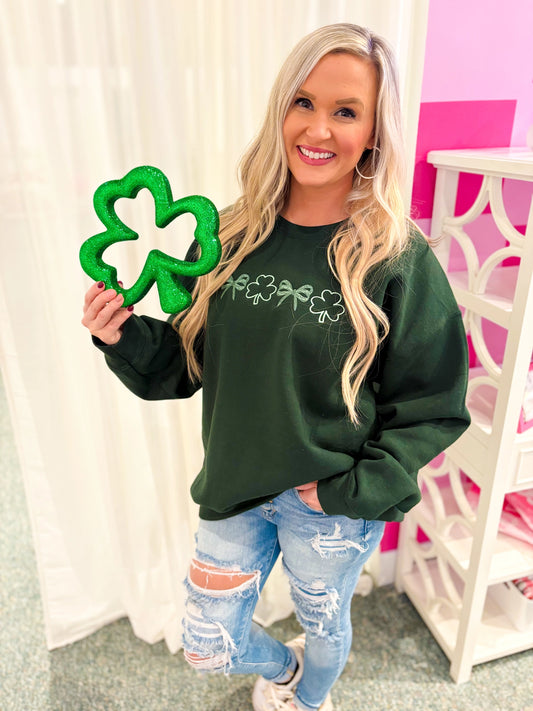 Dainty Clover + Bow Embroidered Crewneck
