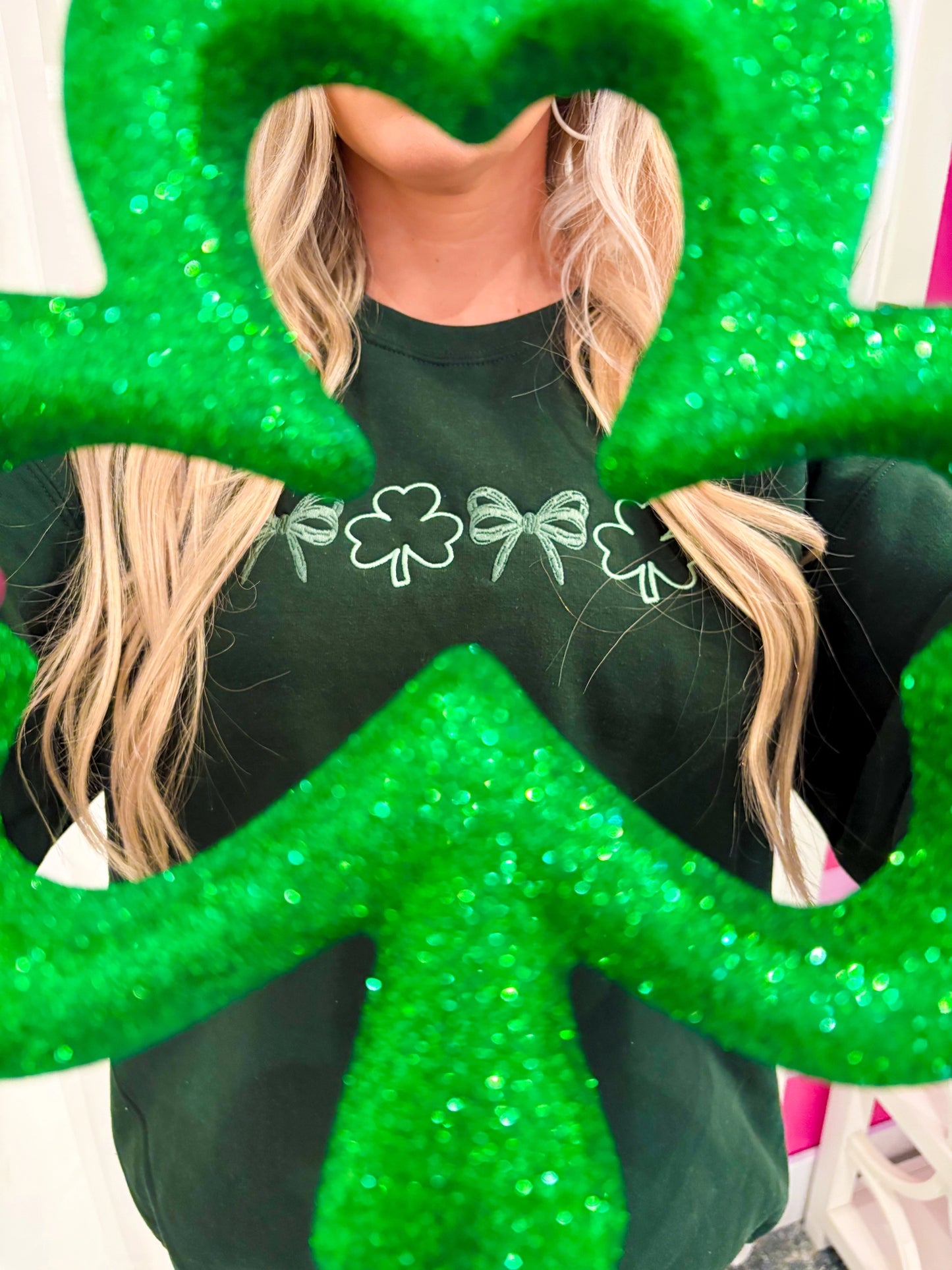 Dainty Clover + Bow Embroidered Crewneck