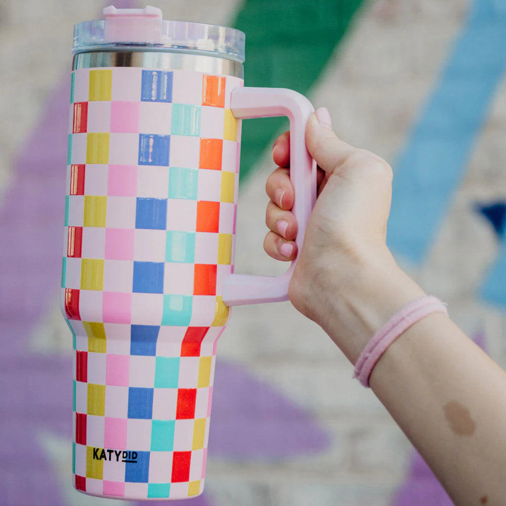 Rainbow Checkered 40oz Tumbler *HAND WASHING RECOMMENDED*