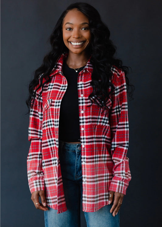 Red Plaid Flannel Shirt