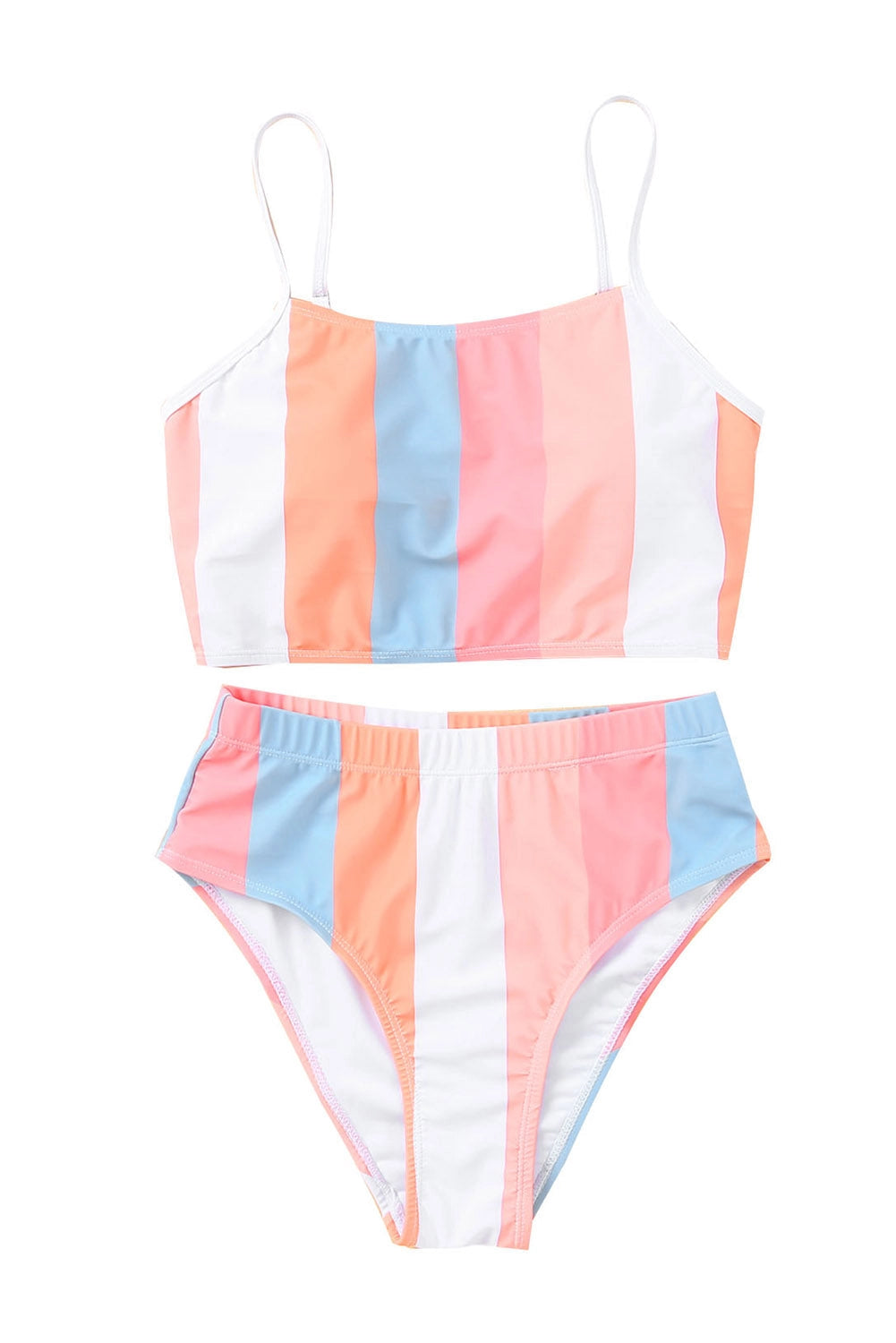 Striped High Waist Swimsuit Set