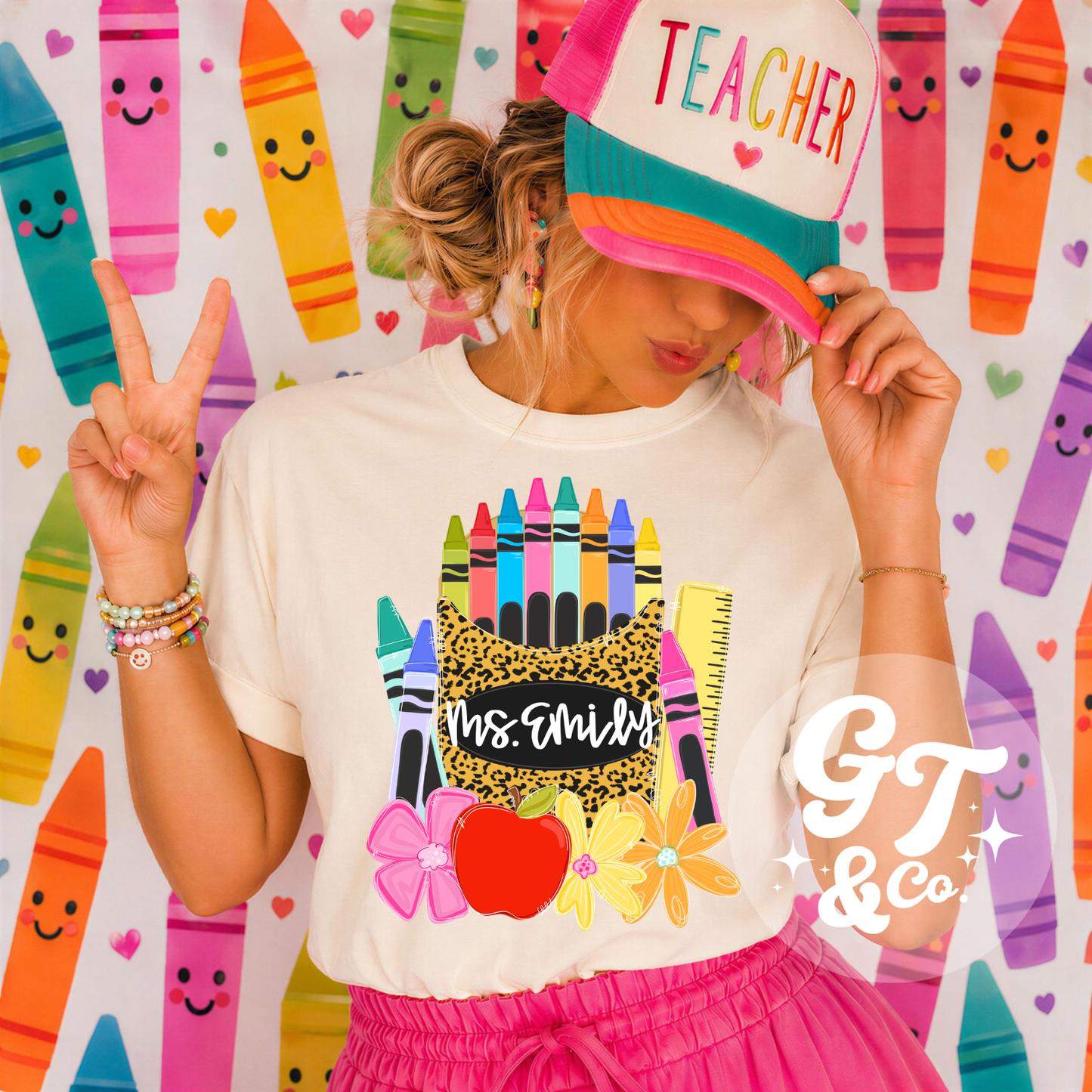 Custom Leopard Box Teacher Tee