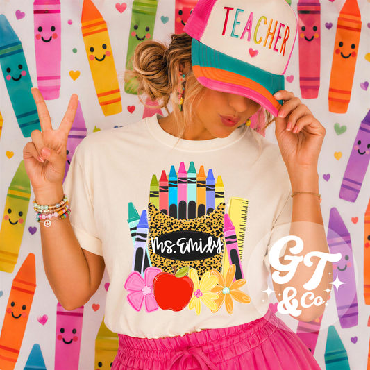 Custom Leopard Box Teacher Tee