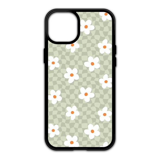 Green Daisy Checkered iPhone Case