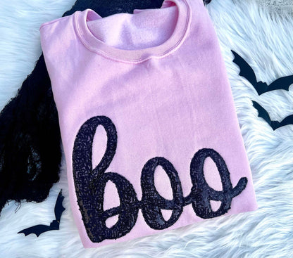 Sequin Embroidered Boo Crewneck