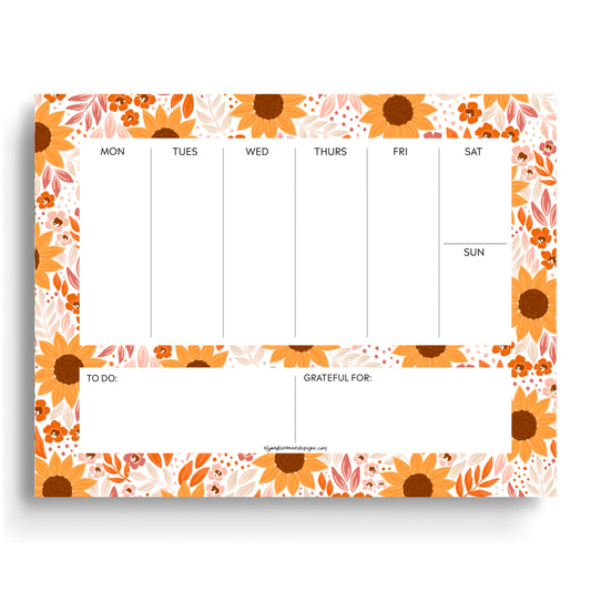Sunflower Weekly Planner Notepad