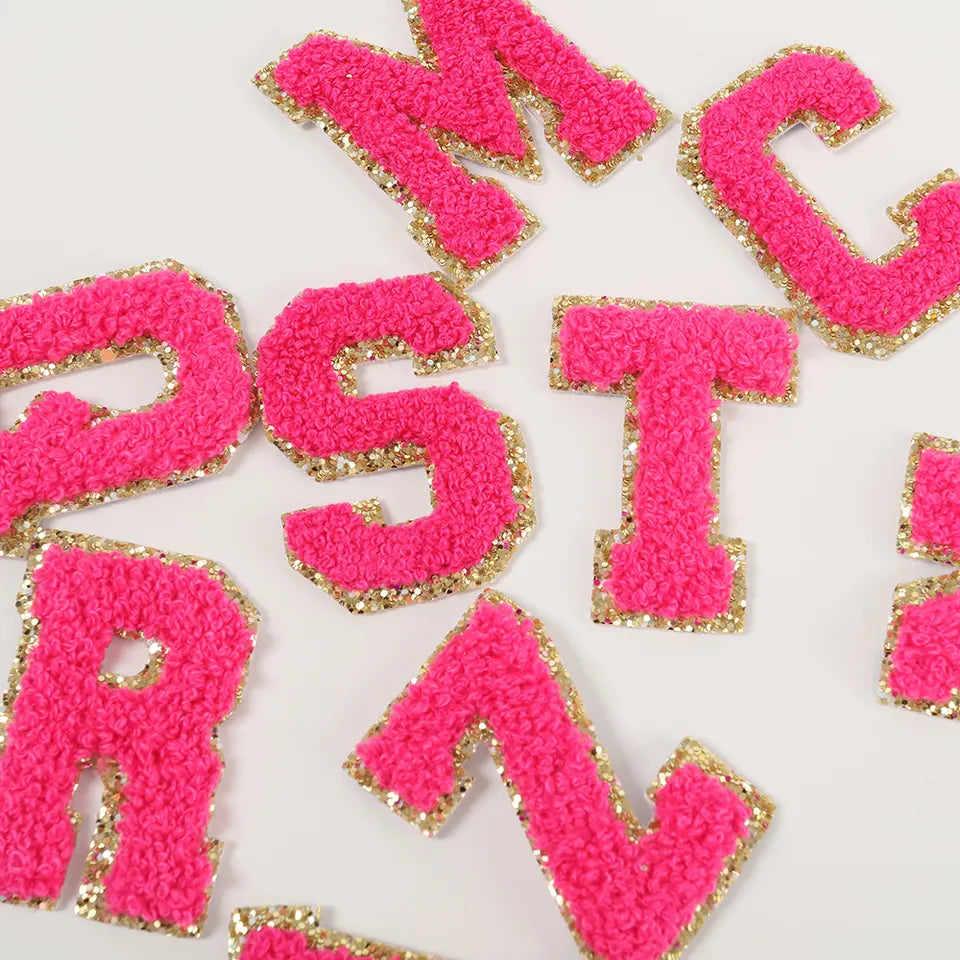 Hot Pink Sticker Chenille Patches