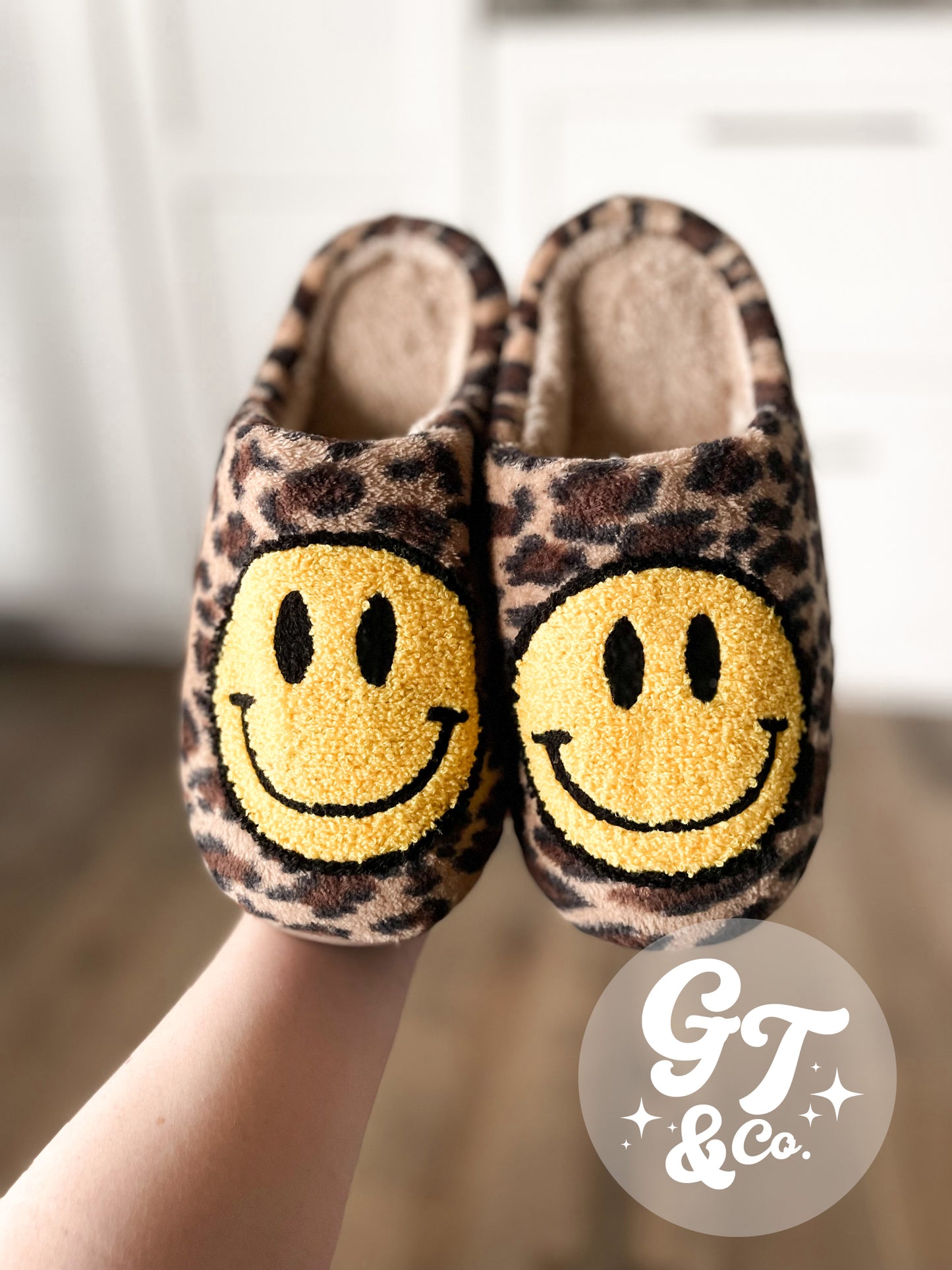 Leopard Happy Face Slippers