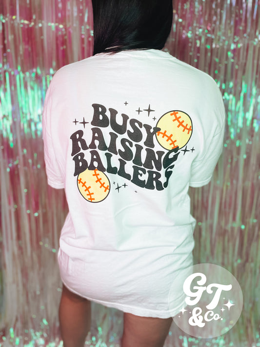 Busy Raising Ballers Softball Tee